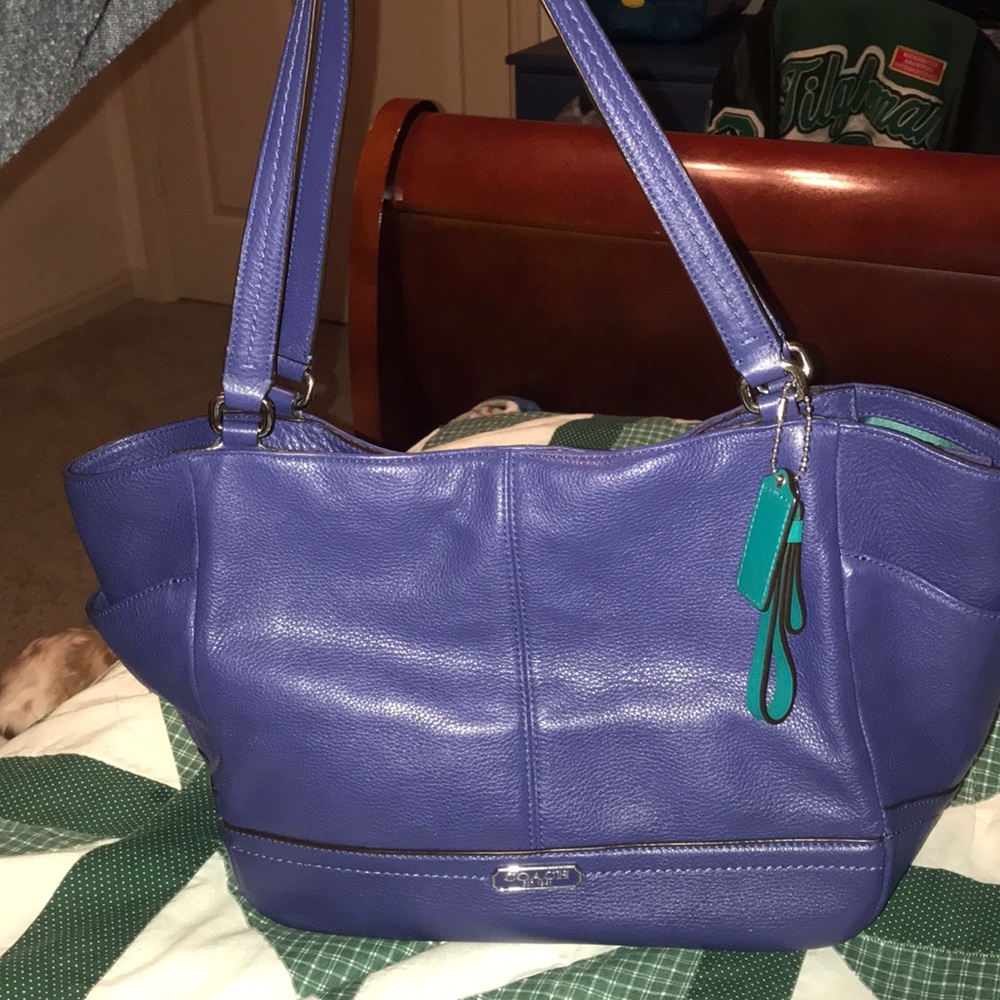 Navy Coach F23284 Park Leather Carrie Tote Purse